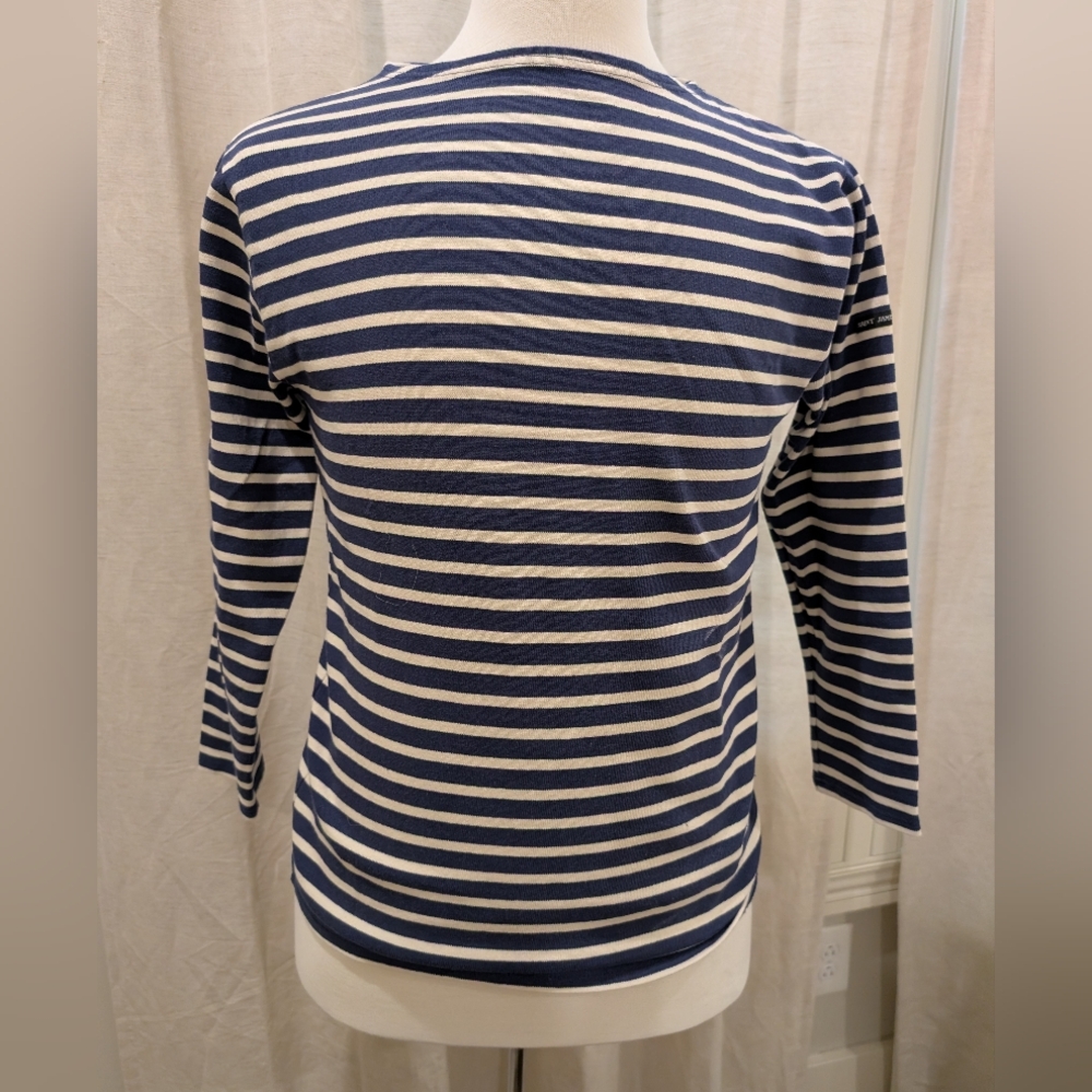 St James Navy and White Striped Fisherman's Sweater